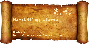 Macskásy Aletta névjegykártya